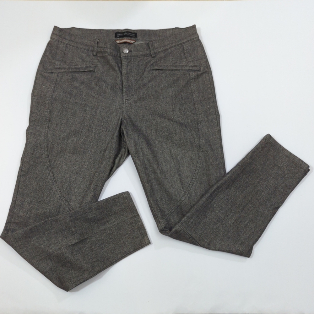 Peruvian Connection Slim Tweed Gray Cropped Trousers